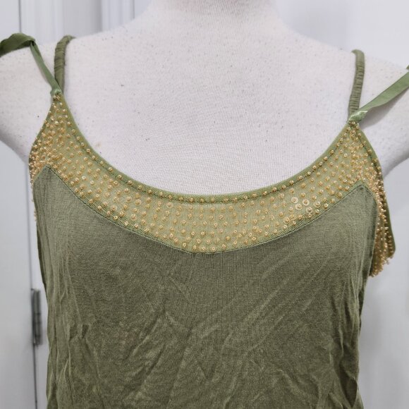 Danier green cami tank with sequin - Picture 2 of 8